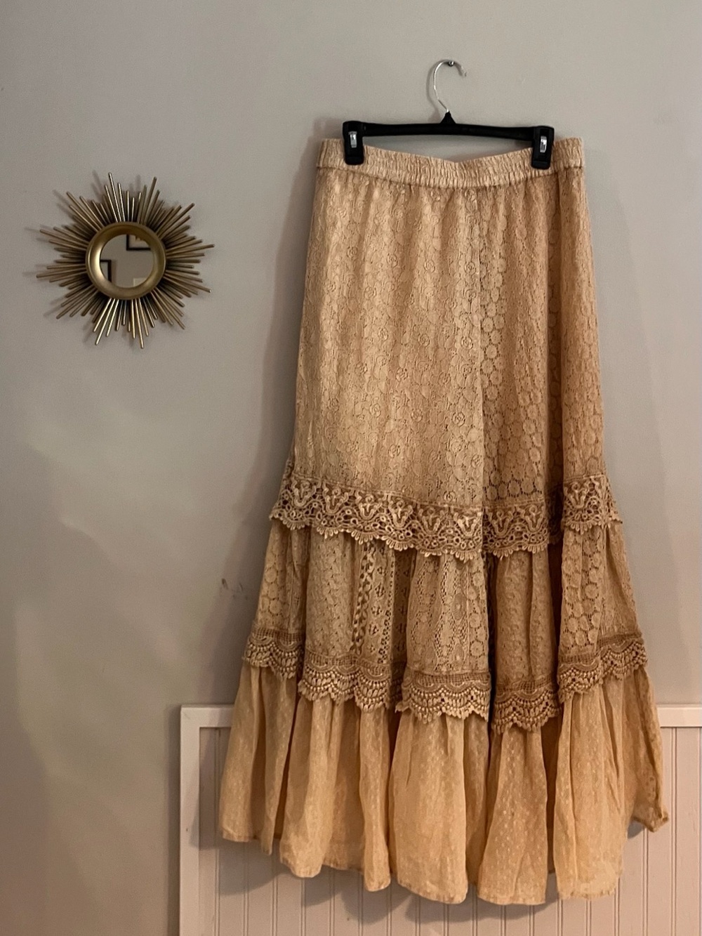 Young Threads Boho Lace Tiered Vintage Lace Pants - Beige NWT - Picture 2 of 7